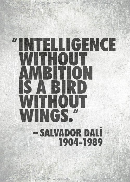 intelligence without ambition is a bird without wings // salvador dali