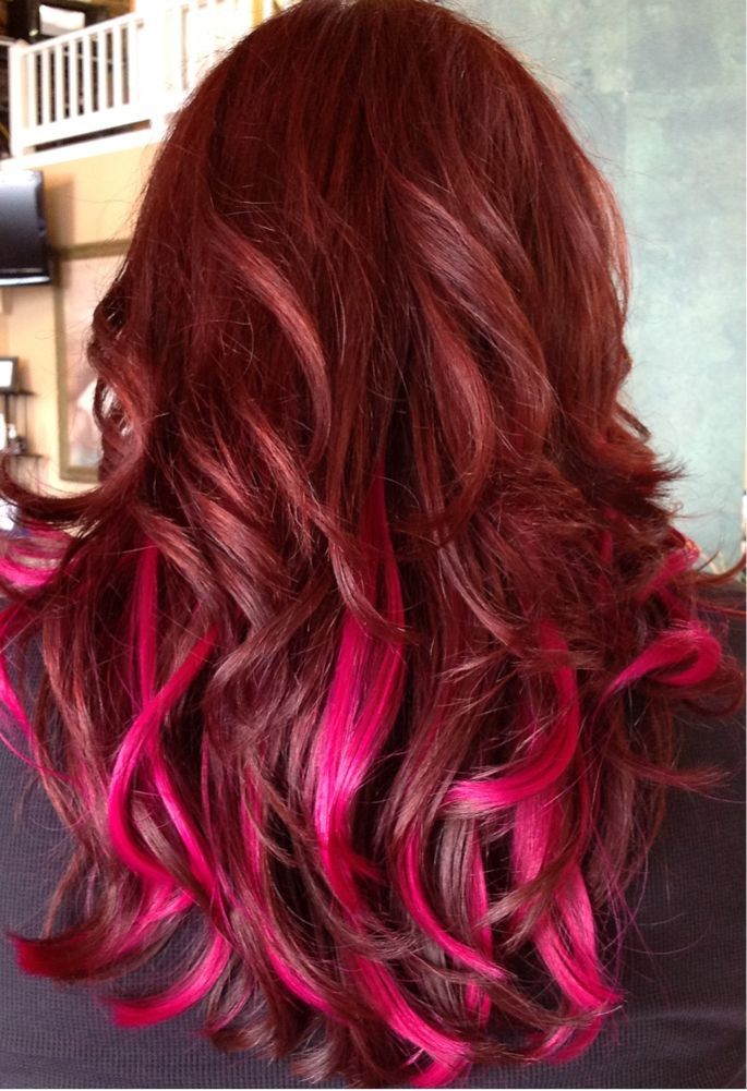 #ombre hair #long hair #pink hair #red hair #cool hair @bloomdotcom