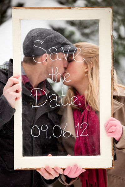 save the date from Style Me Pretty – Such a cute idea for an engagement shoot I