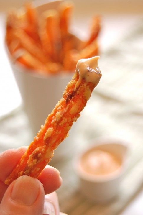 super crispy sweet potato fries – soak in water for 30 minutes +, toss in cornst