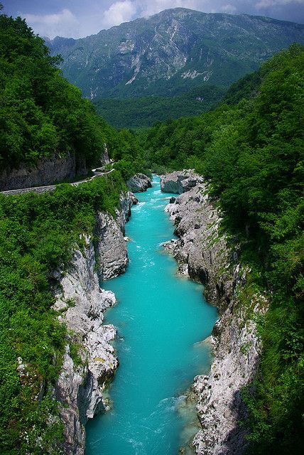 the soca river in slovenia, that was a film spot for one of the narnia movies!