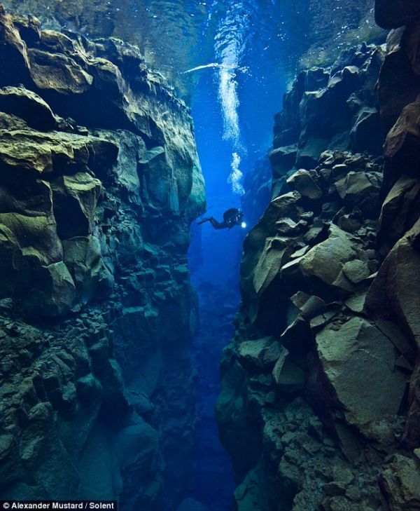 these pictures show the gap between Eurasia and North America tectonic plates