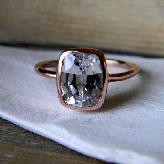 white sapphire + rose gold ring