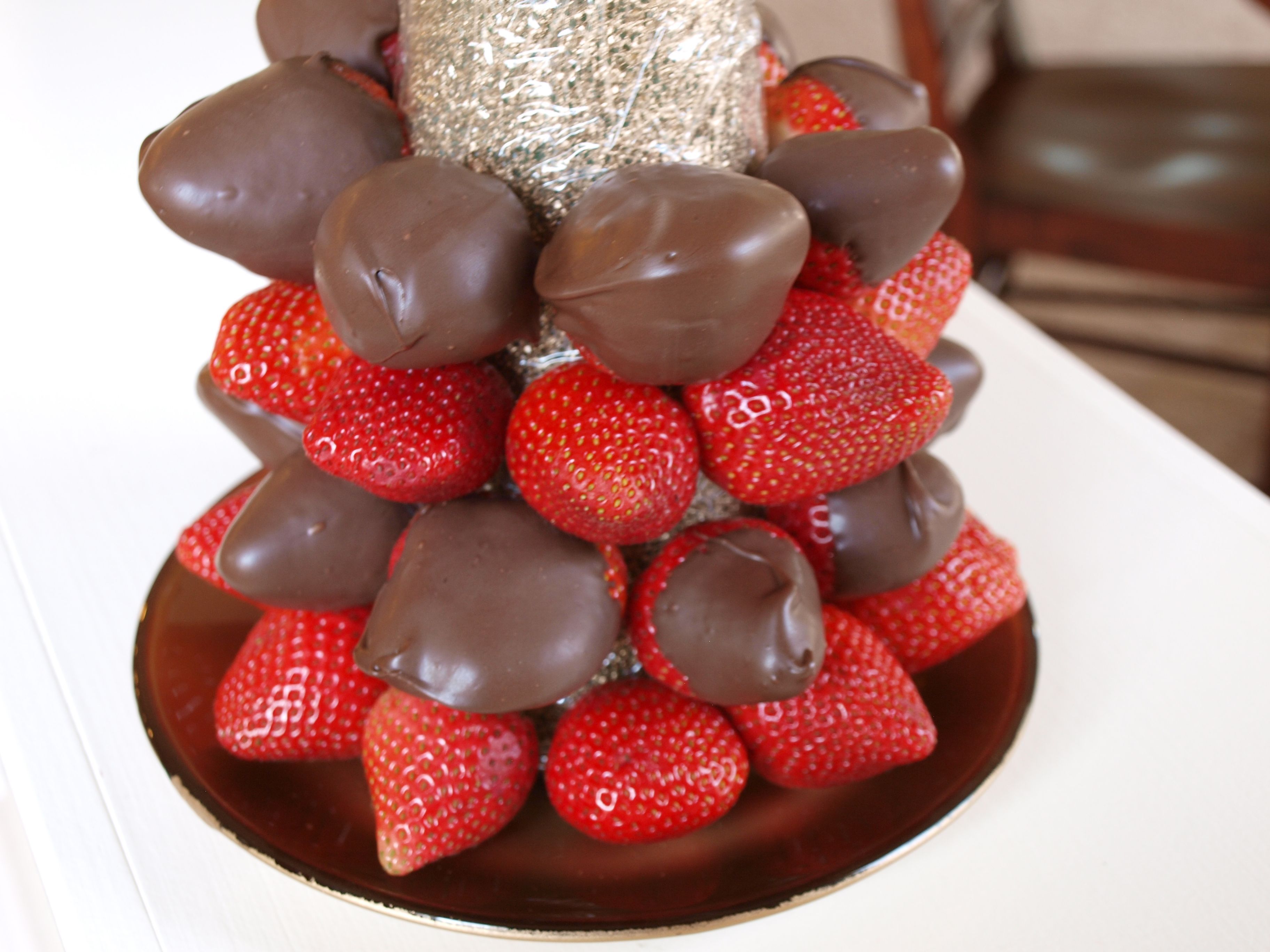 6. Continue alternating rows of strawberries -   How to Create a Chocolate Tree