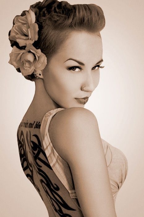 A faux hawk version of this sexy rockabilly wedding pompadour hair would be grea