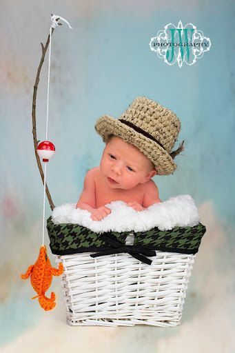 Baby Boy Fishing Hat & Fish SET Newborn 0 3m 6m Crochet Photo Prop Boys Girl