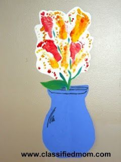 Baby Craft- Footprint Flower Vase Painting