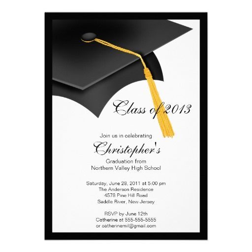 Black Grad Cap Graduation Party Invitation