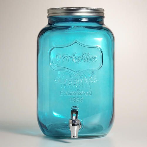 Blue Glass Beverage Dispenser