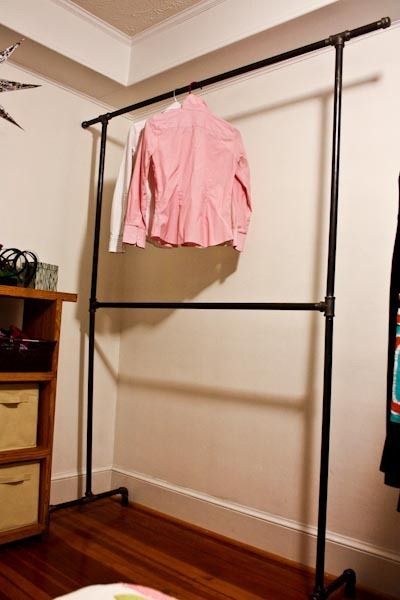 DIY clothing rack made from plumbing pipes