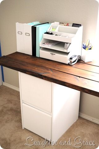 DIY desk. You could make the top from old pallet wood. Look at ikea for white dr
