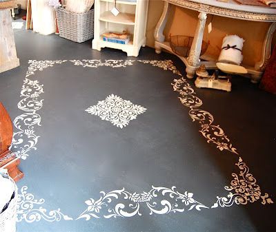 Diy this! Shades of Amber: Chalk Paint Floors, add a little stenciling and a top