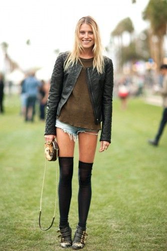 Dree Hemingway at Coachella: Chloe boots, Siwy shorts, an Isabel Marant top and