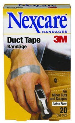 Duct tape bandaids — for manly injuries. Ha!
