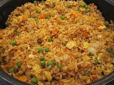 Easy fried rice, better than takeout!  3 cups cooked white rice (I'll use br