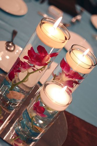 Floating Orchids Centerpiece with candle
