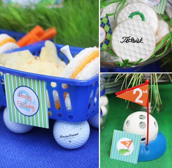 Golf party ideas – love the lunch baskets!