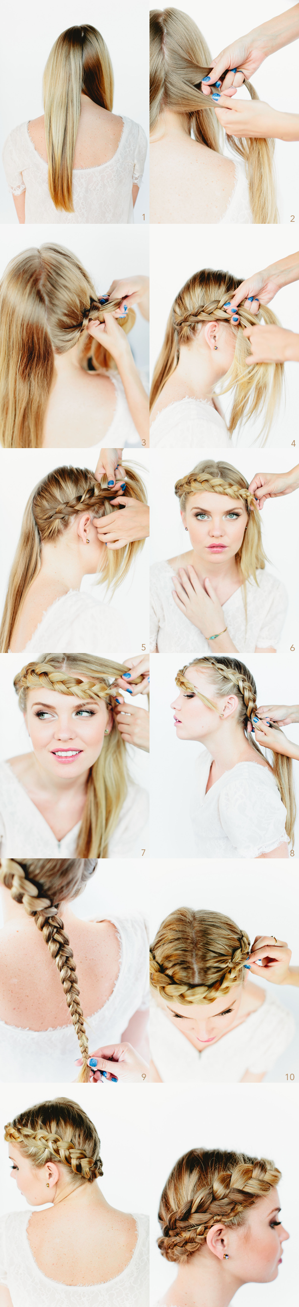 Gorgeous crown braids – Tutorial by Once Wed