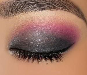 Gray and pink eye shadow