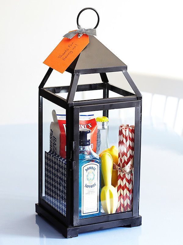 Great summer hostess gift – fill a lantern (IKEA has good, cheap ones) with a ni