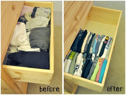 How to fold t-shirts to make them more organized and easy to see. I love when Pi