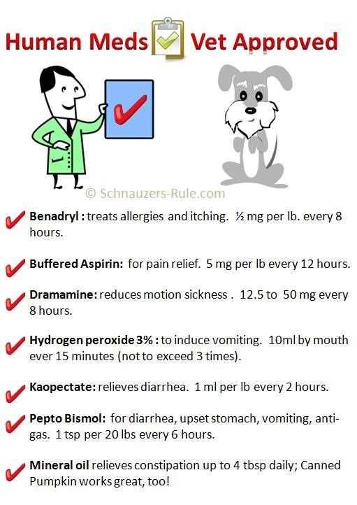 Human medications approved for dogs.