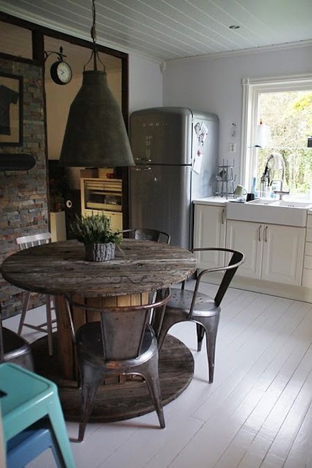 I am head over heels for this rustic, industrialized kitchen. With an abundance