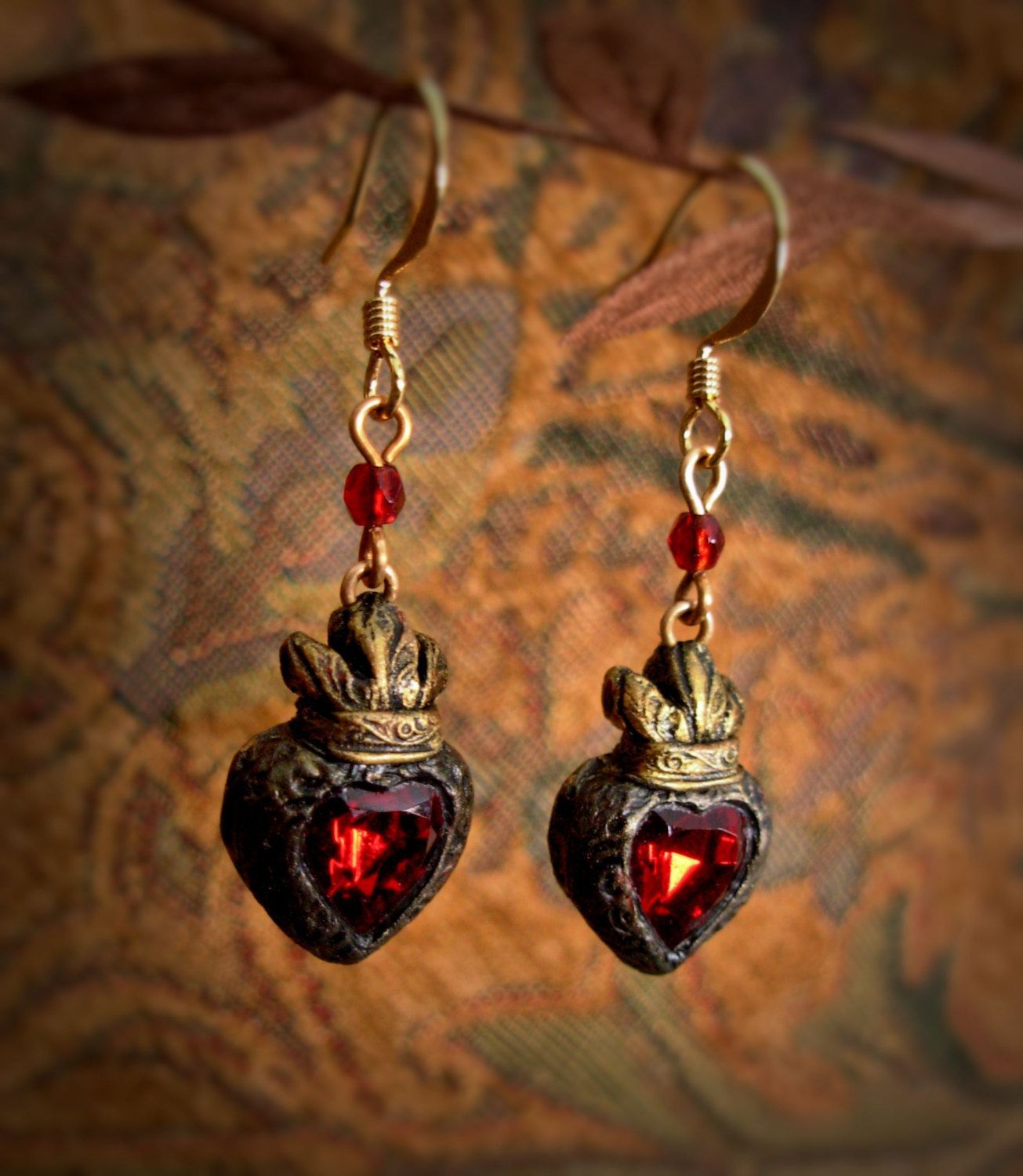 Madeleine – Sacred Heart custom made earrings. $58.00, via Etsy.
