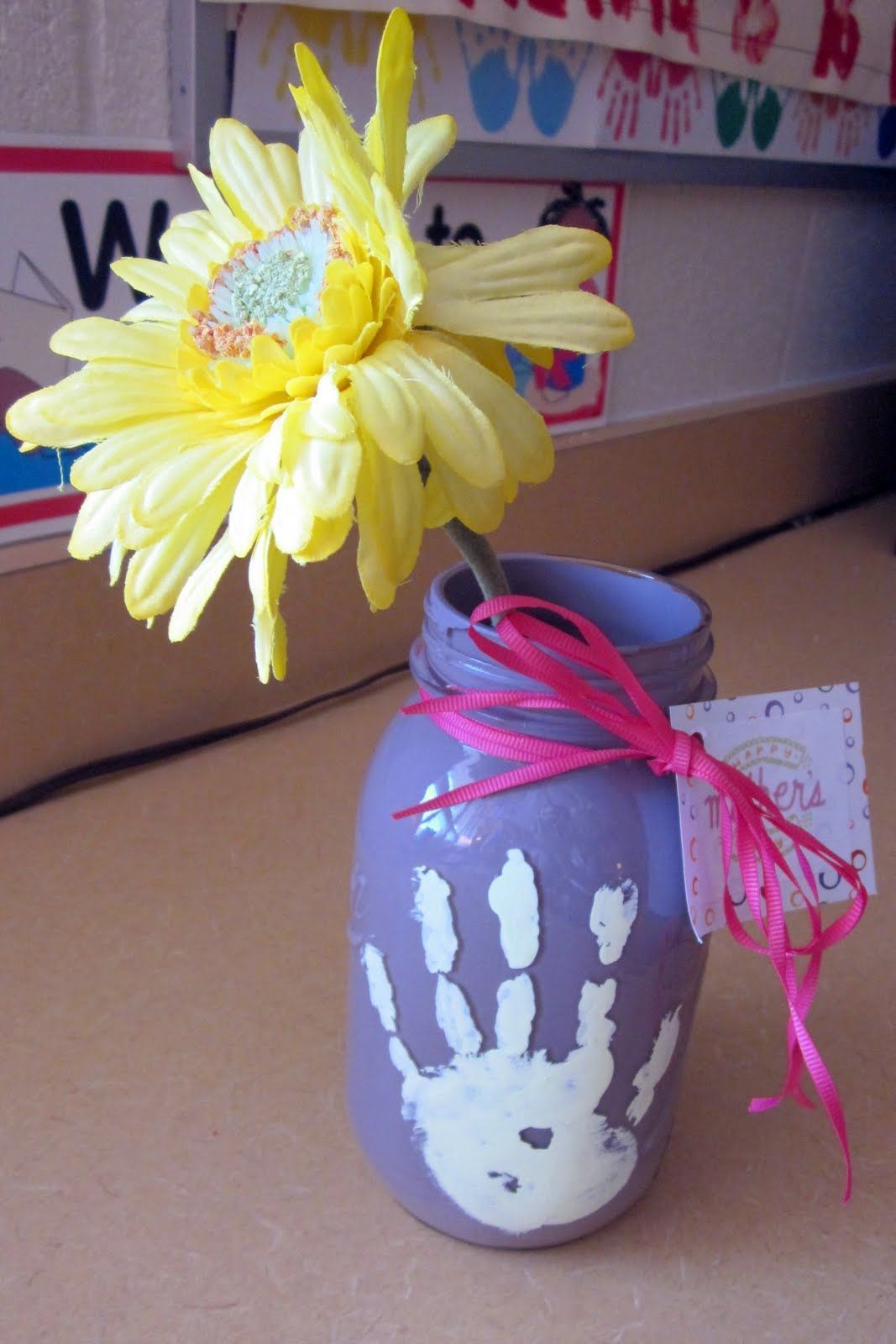 Must do for a Mother's Day!   Preserving or jam jar – swirl paint around the