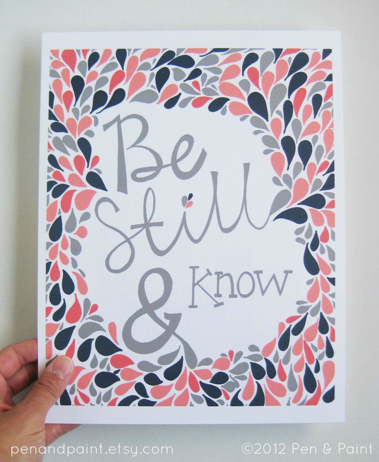 Navy and Coral, Scripture, Bible Verse, Psalms, Be Still and Know, Girls Room, N