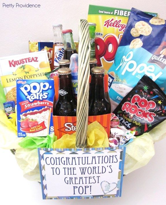 New "Pop" gift basket. Because bringing home a new baby is a big deal