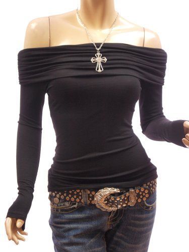Patty Women Off Shoulder Ruched Long Sleeve Blouse. Perfect for a night out!