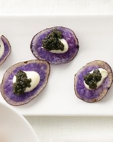 Purple Potato Chips with Creme Fraiche and Caviar Recipe – Martha Stewart Weddin