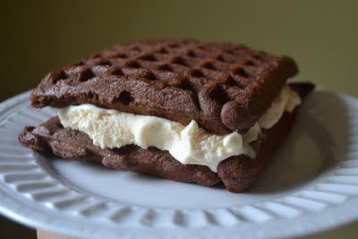 Put cake mix into your waffle iron for awesome ice cream sandwiches