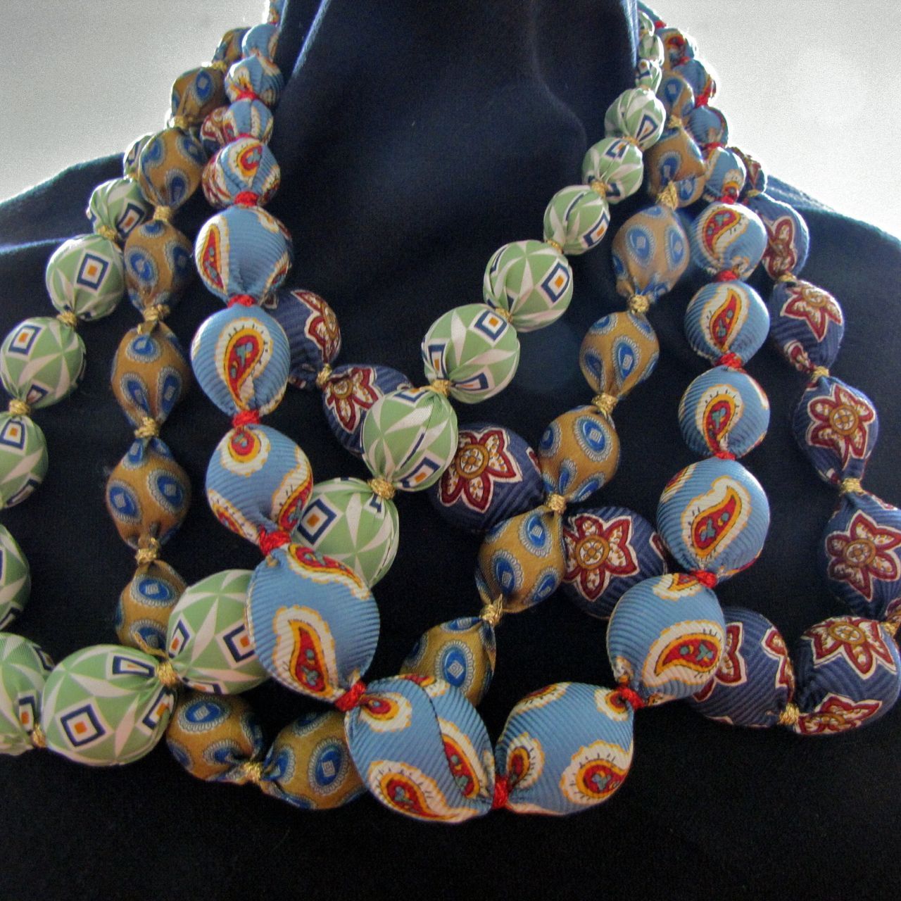 Recycle men's ties into beautiful fabric necklaces.
