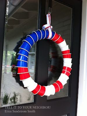 Red Solo Cup American flag wreath