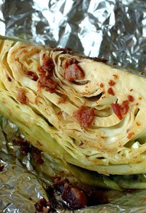 Roasted cabbage. INSANELY delicious, easy, inexpensive & healthy.  (1 t. oli