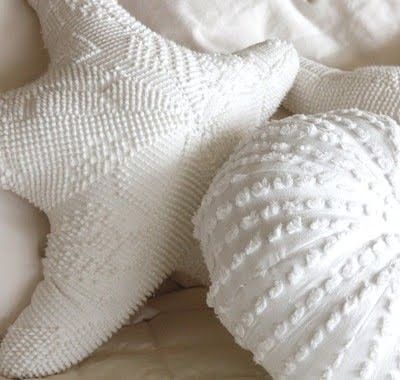 Seashell pillows from old chenille bedspreads