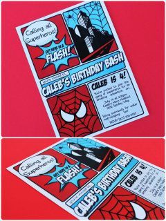 Spiderman party invites — thanks Pinkadot shop!