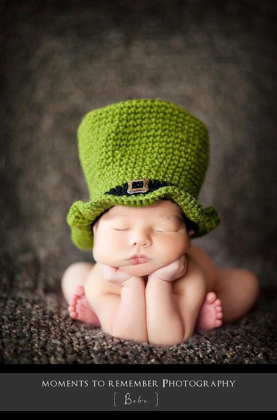 St Patricks Day Hat   Newborn  Photo Prop  Green by dianirasoto