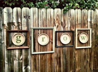Stencil letters on terracotta saucers and then hang inside old picture frames fo