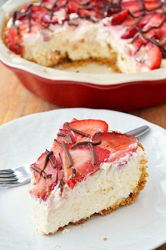 Strawberries & Cream Pie–  recipe is double, for store bought graham half r