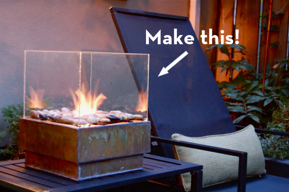 Tableside firepit – a couple of these on a deck would be amazing! – total cost t