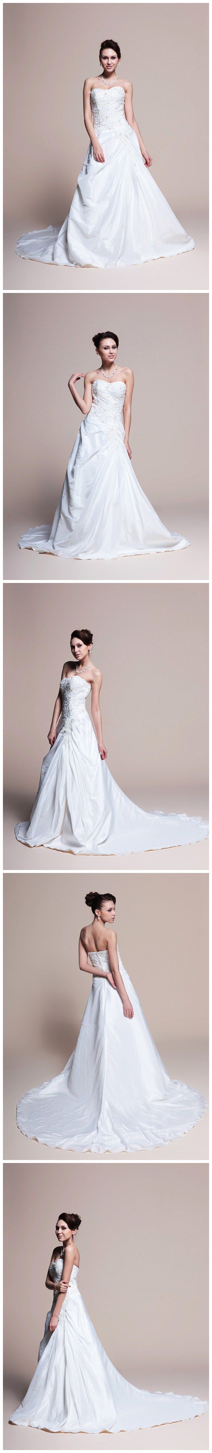 Taffeta A-Line Wedding Dress With Beaded Bodice