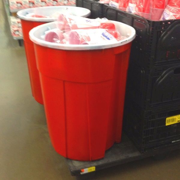 The Giant Red Solo Cup!      1) Get a large trash can; 2) Get red and white pain