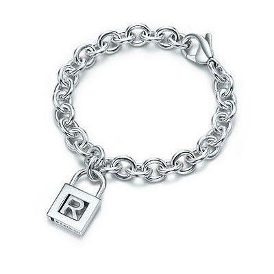 Tiffany & Co Glittering Letter R Lock Charm Bracelet $43.95