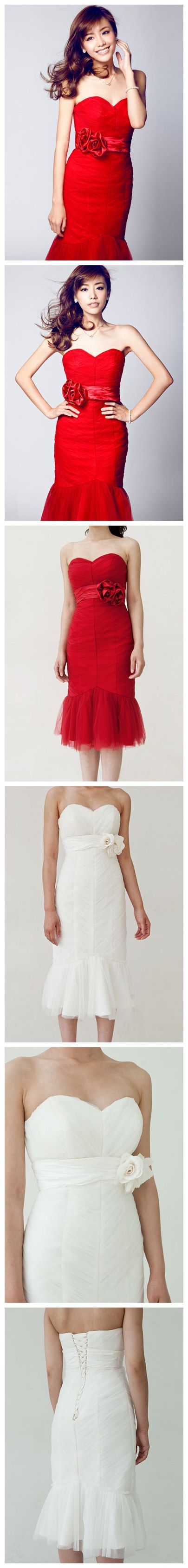Trumpet / Mermaid Sweetheart Lace-up Short Wedding Dress