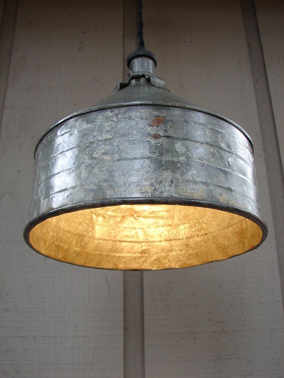 Upcycled Vintage Farm Funnel Pendant Light by BenclifDesigns on Etsy.