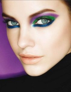 awesome colorblock eyeshadow #blue #green #violet #eyeshadow #beauty #makeup