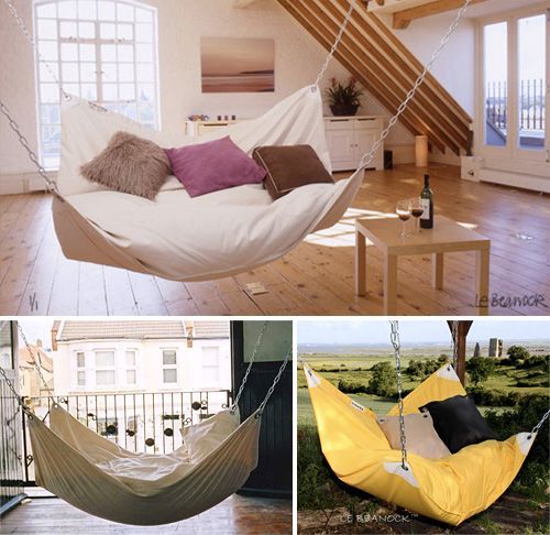 beanock, a bean bag hammock. I want one of these.